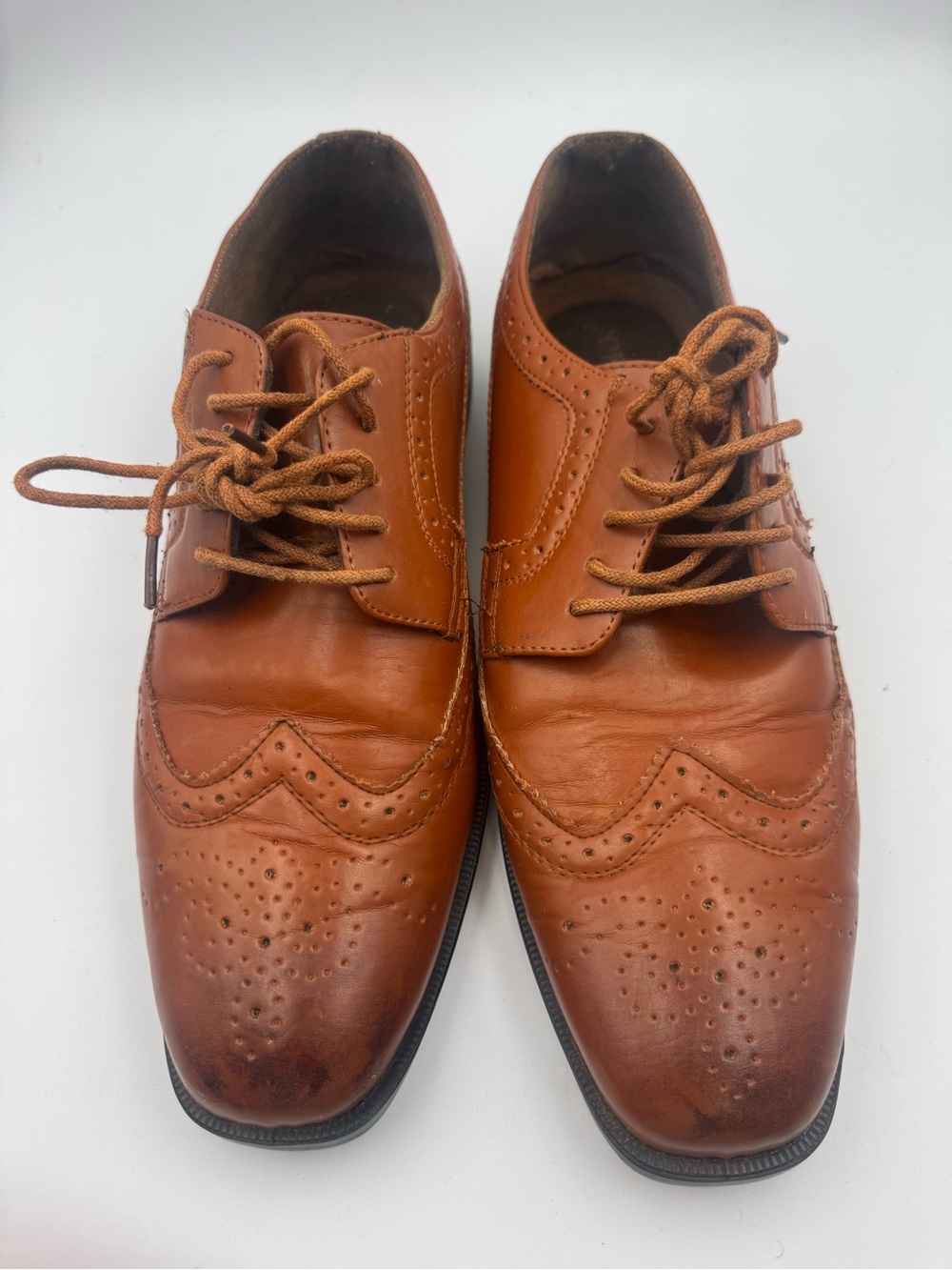 Men's Tan Leather Wingtip Derbys - Classic Lace-Up Dress Shoes